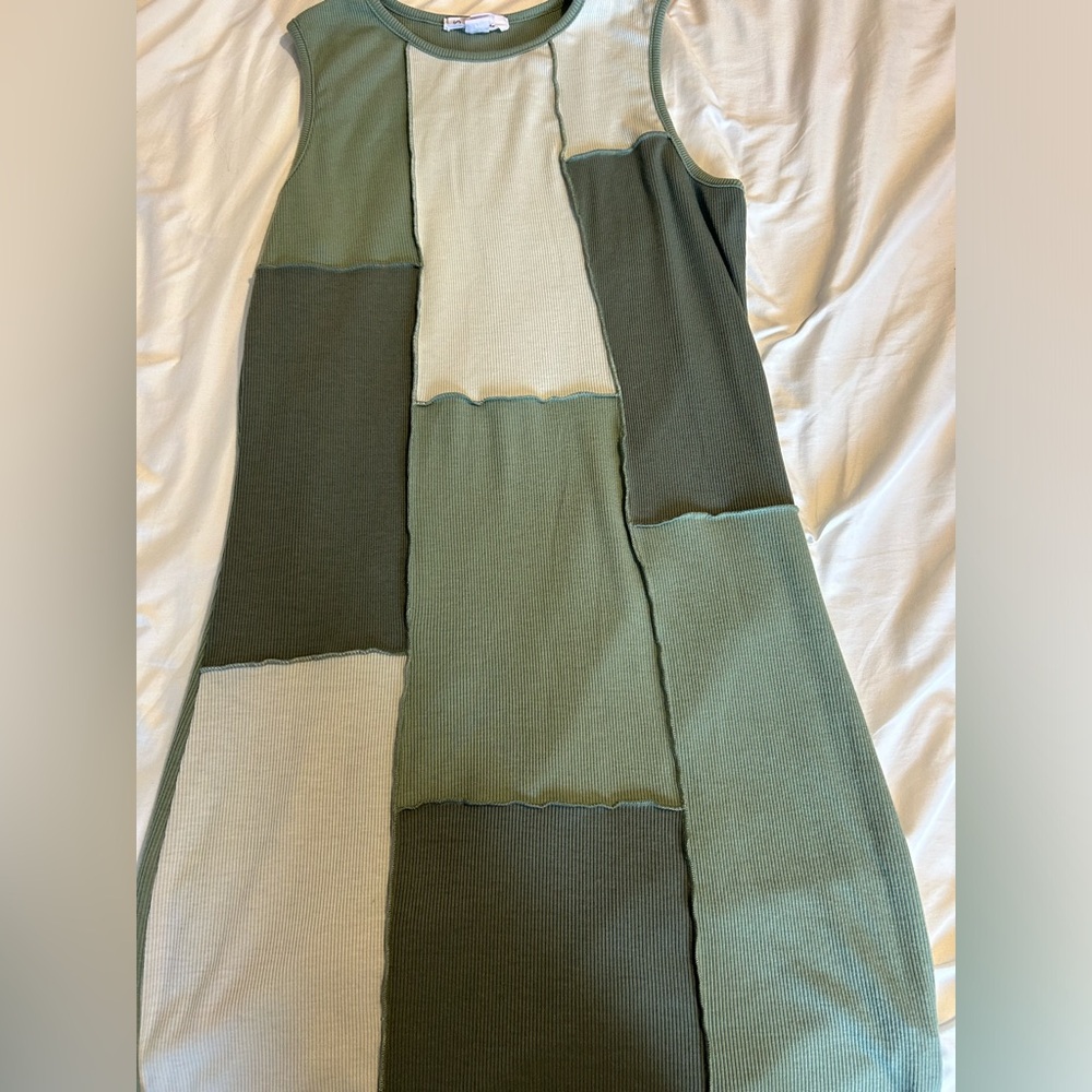 Green Multi colored halter dress